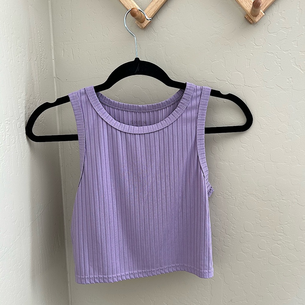 Purple Striped Crop Tank